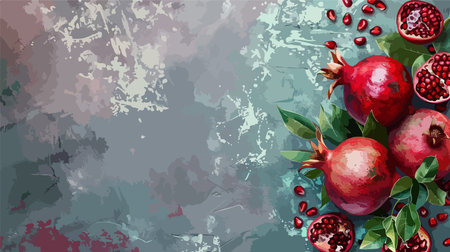 Vibrant Churchkhelas and Pomegranate Garland Set against a Textured Backgroundのイラスト素材