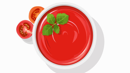 Mouth-watering Tomato Sauce in a Rustic Bowl on a Pristine White Backgroundのイラスト素材