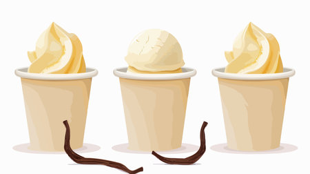 Vanilla Ice Cream Served in Classic Paper Cupのイラスト素材