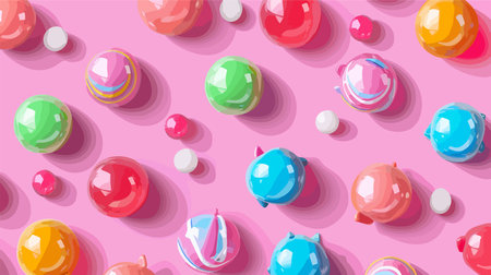 Eye-Catching Bubble Gum Variety in Vibrant Pink Settingのイラスト素材