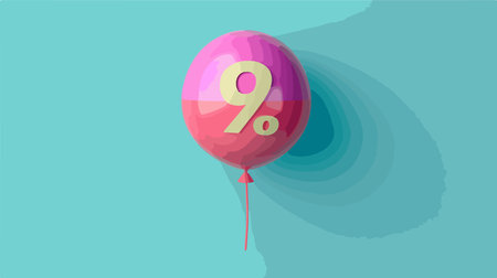 Light Blue Discount Banner with Percent Sign and Floating Balloonのイラスト素材