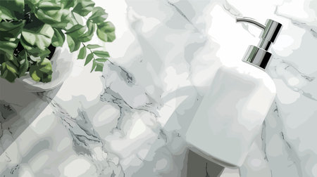 Dispenser of Liquid Soap on White Marble Surface with Table Top Viewのイラスト素材