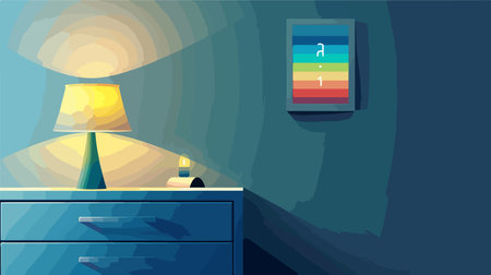 Energy Efficiency Lamp Displayed on a Nightstandのイラスト素材