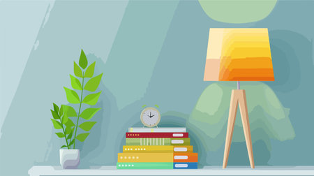 Energy Efficiency Lamp Displayed on a Nightstandのイラスト素材