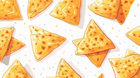 Enticing Flat Lay Presentation of Crispy Tortilla Nachos with Dipsのイラスト素材
