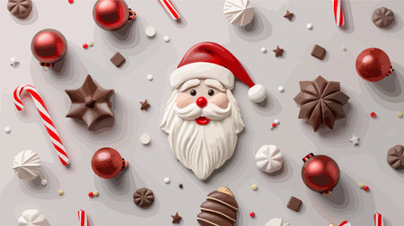 Flat Lay Composition with Chocolate Santa Claus Candyのイラスト素材