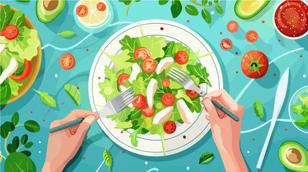 Mouthwatering Chicken Avocado and Vegetable Salad with Fresh Ingredientsのイラスト素材