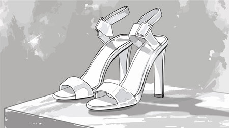 Stylish Light Punk Buckle Ankle Strap Platform Pumps with Square Toeのイラスト素材
