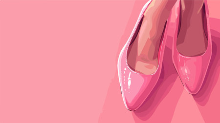 Stylish Heels Flat Lay on a Vibrant Pink Backgroundのイラスト素材