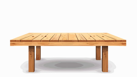 Empty Wooden Table on White Background: Perfect for Product Display and Photographyのイラスト素材