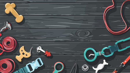 Flat Lay Display of Elegant Dog Collar and Accessoriesのイラスト素材