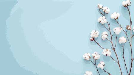 Light Blue Backdrop Showcases Delicate Puffs of Fluffy Cotton Flowersのイラスト素材