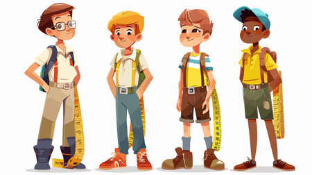 Measuring Tapes in an Intertwined Array on a Pristine White Backgroundのイラスト素材