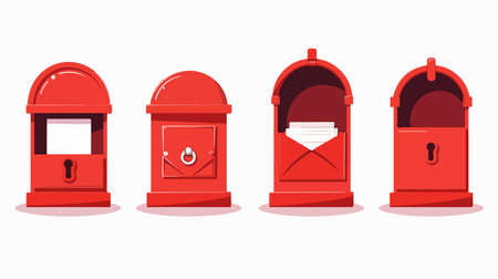 Open Red Letter Boxes with Incoming Correspondenceのイラスト素材
