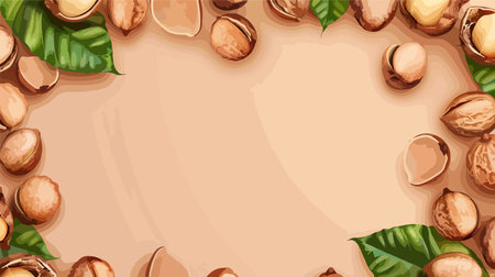 Frame of Macadamia Nuts on a Peach Backgroundのイラスト素材