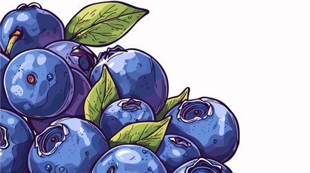 Freshly Picked Blueberries on a Pristine White Backgroundのイラスト素材