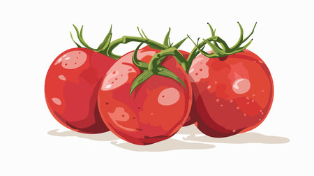 Cartoon Illustration of Fresh and Ripe Organic Tomatoes Isolated on Whiteのイラスト素材