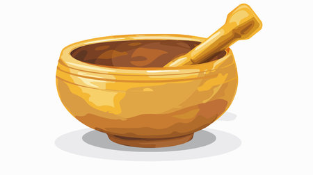 Golden Singing Bowl for Sound Healing and Meditation on White Backgroundのイラスト素材