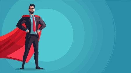 Confident Businessman Embraces Superhero Spirit in Undercover Costumeのイラスト素材