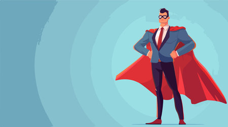 Confident Businessman Embraces Superhero Spirit in Undercover Costumeのイラスト素材