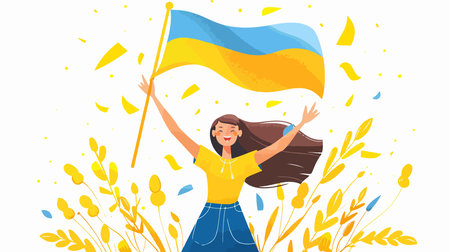 Person Waving National Flag on White Backgroundのイラスト素材