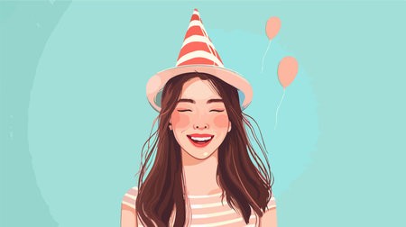 Person in Festive Celebration with Blue Backdropのイラスト素材