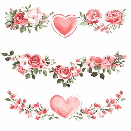 Grunge Hand Painted Valentine's Day Heart Divider with Distressed Edgesのイラスト素材