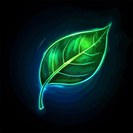 Glowing Neon Leaf Promoting an Eco-Friendly Lifestyleのイラスト素材