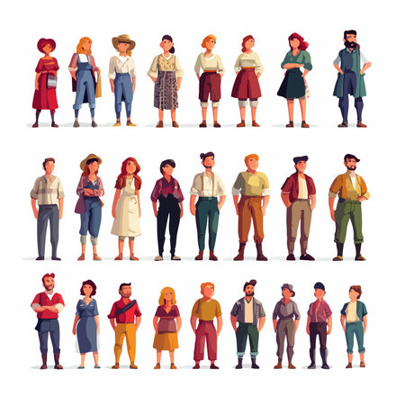 Diverse Group of People in Casual Clothing Representing Community and Inclusionのイラスト素材