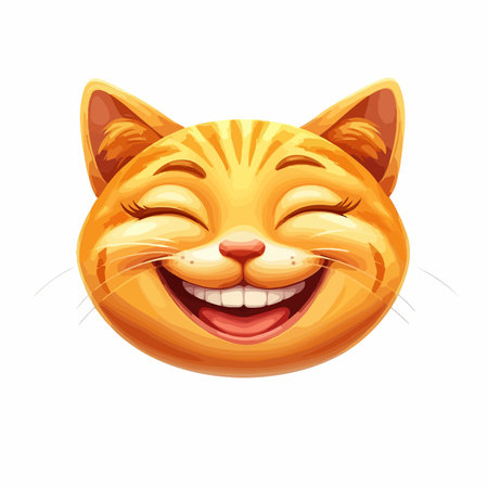 Vector Emoji of a Grinning Cat: A Cartoon Cat Vector Iconのイラスト素材