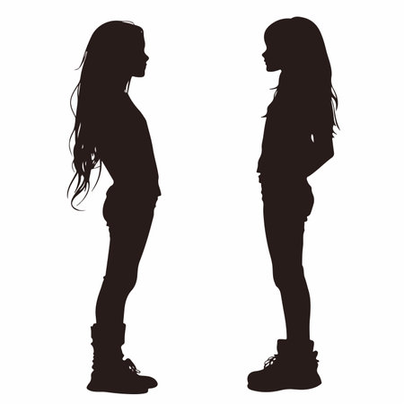 Cheerful and Energetic Silhouettes of Happy Teenagersのイラスト素材