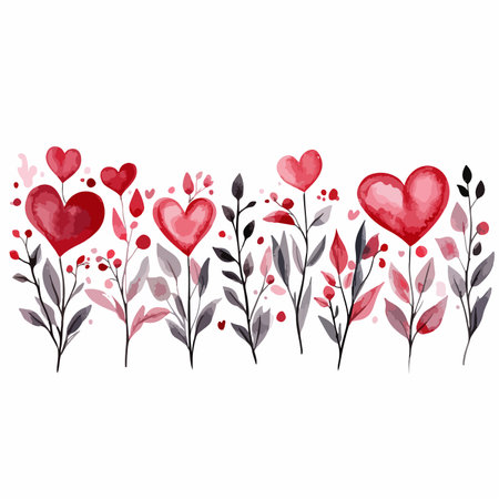 Grunge Hand Painted Valentine's Day Heart Divider with Distressed Edgesのイラスト素材