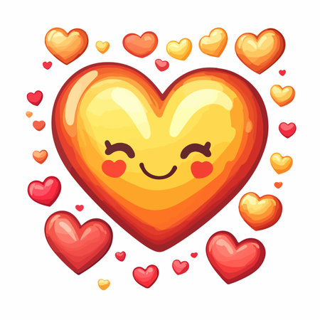 Vibrant Growing Heart Emoji Icon in Trendy Colorsのイラスト素材