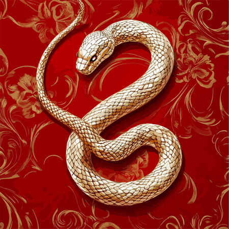 Golden Serpent Emblazoned on a Striking Crimson Background