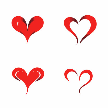 Heart Vector Logo Variations Isolated on Transparent Backgroundのイラスト素材