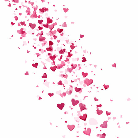 Valentine's Day Heart Background with Falling Hearts in Pastel Pink and Redのイラスト素材