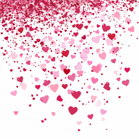 Valentine's Day Heart Background with Falling Hearts in Pastel Pink and Redのイラスト素材
