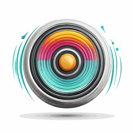 Brightly Colored Loudspeaker Icon with Vibrant Sound Wavesのイラスト素材
