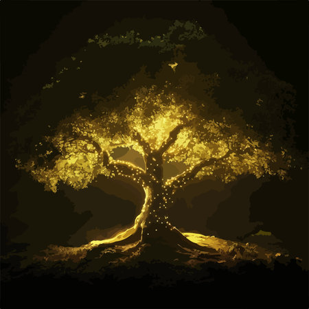 Illuminated Majestic Tree Radiating Unique Hex Code 5ae339fa