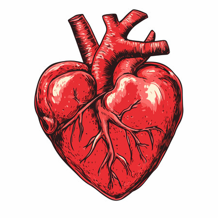 Isolated Red Vector Heart Shape on White Backgroundのイラスト素材