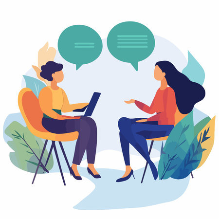 Two People Engaged in a Deep Conversation in a Meeting Setting 70b2b4e5のイラスト素材