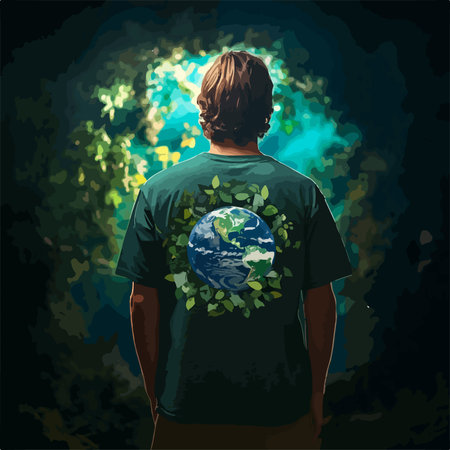 Earth-Conscious Person Wearing a T-shirt Adorned with Natural Elements