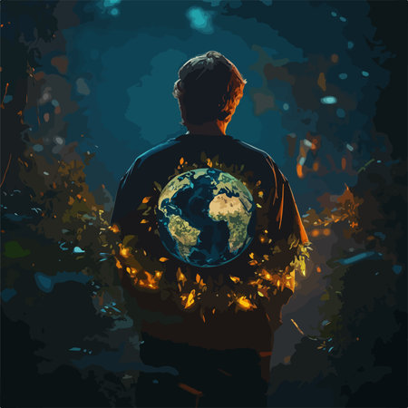Earth-Conscious Person Wearing a T-shirt Adorned with Natural Elements