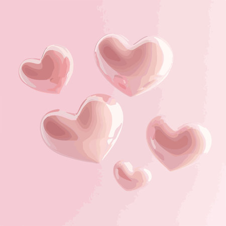 Pastel Dreams: Floating Pink Hearts on a Soft and Ethereal Backgroundのイラスト素材