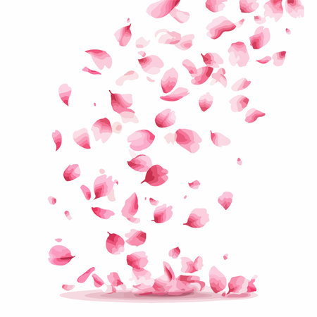 Mesmerizing Pink Sakura Petals Gently Descending on a Serene Backgroundのイラスト素材