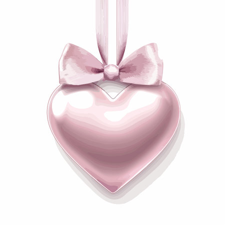 Pink Heart Decorations with Ribbon for Valentine's Day Celebrationのイラスト素材