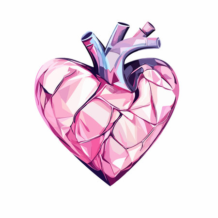 Isolated Pink Heart Vector with White Backgroundのイラスト素材