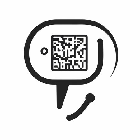 Scannable QR Code in a Speech Bubble Encouraging Interactionのイラスト素材