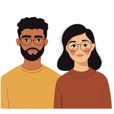 Animated Portraits of People Celebrating Diversity and Inclusionのイラスト素材