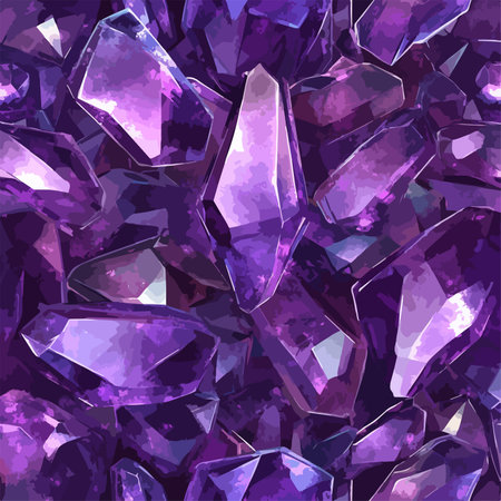 Seamless Crystalline Amethyst Pattern in Vibrant Purple Shadesのイラスト素材